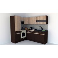 Bucatarie de Colt GENA NEW 5 ST. 170-220, Cu Corp de Cuptor, Wenge / Stejar Sonoma